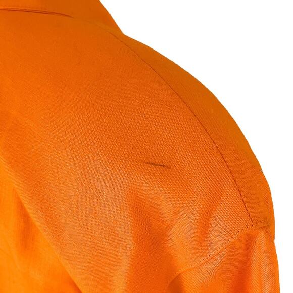 Vintage 90s Liz Claiborne 100% linen orange button-down safari blouse size XL - Picture 7 of 9